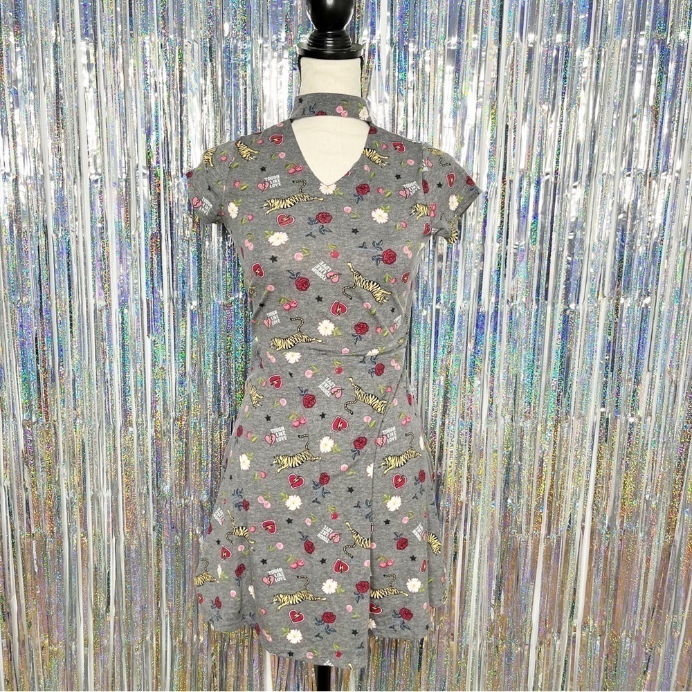Basic Editions Grey Fit Flare Babydoll Grey Mini Dress Juniors XL